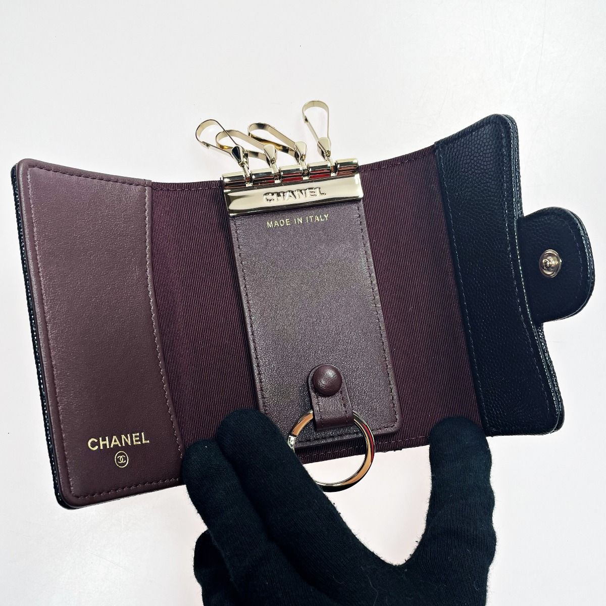 CHANEL シャネル マトラッセ ブラック キーケース 4連 キャビア CHANEL シャネル マトラッセ ブラック キーケース 4連 キャビア