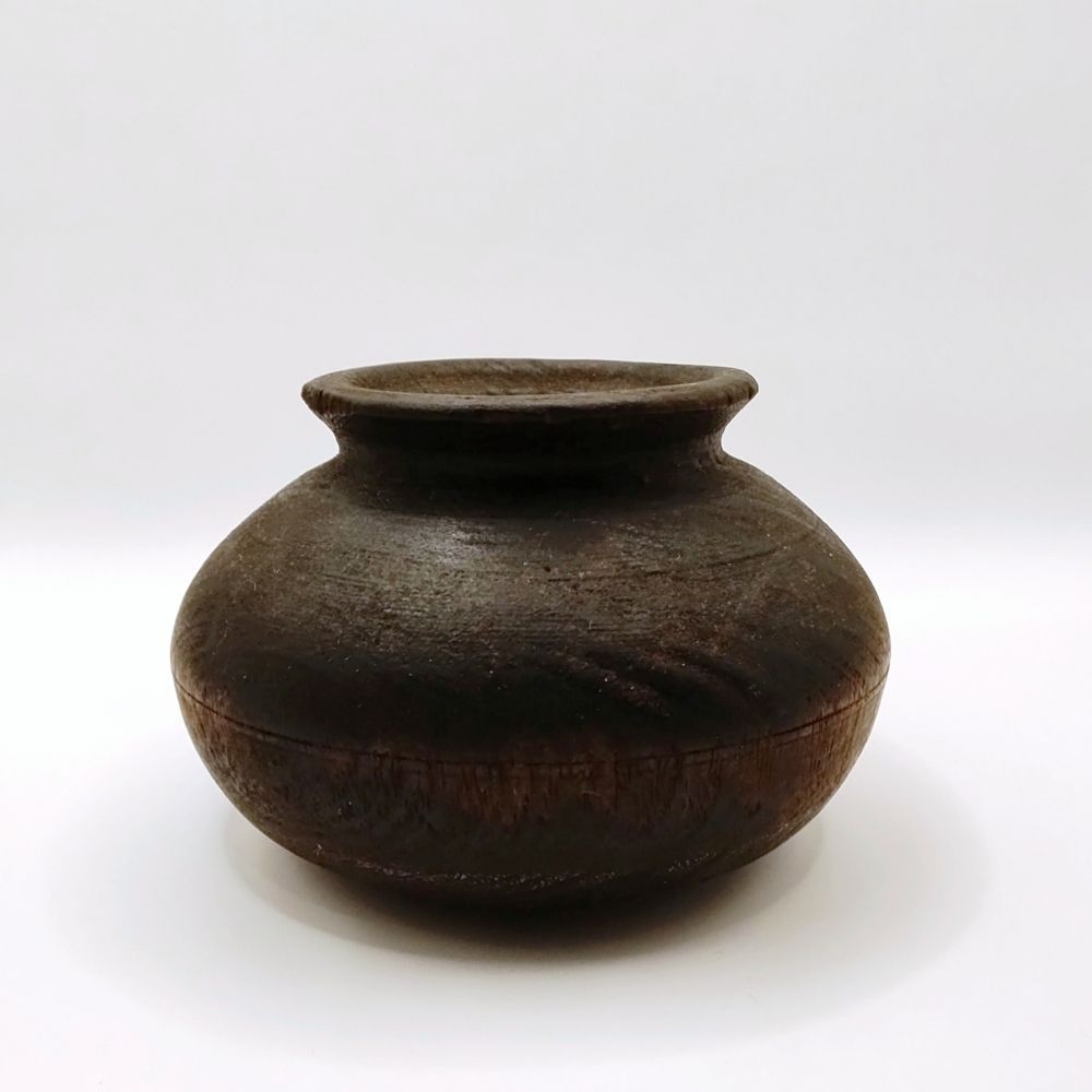 インド アンティーク 木の壺 ウッドポット ヴィンテージ 骨董 古道具 アジアン