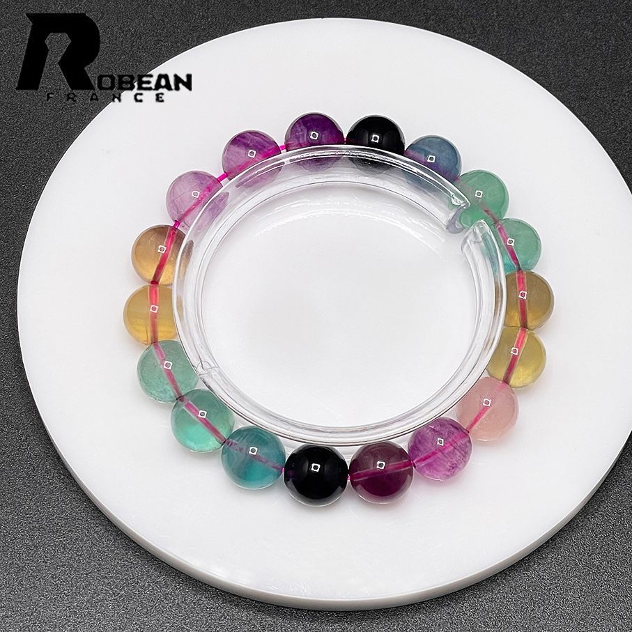 在庫切れ 絶賛 EU製 定価5万円ROBEAN・ 蛍石・フローライトブレスレット パワーストーン 虹入り カラフル 綺麗 お守り 貴重 幸運 贈り物 ギフト プレゼント 11.3-11.4mm 1002H079