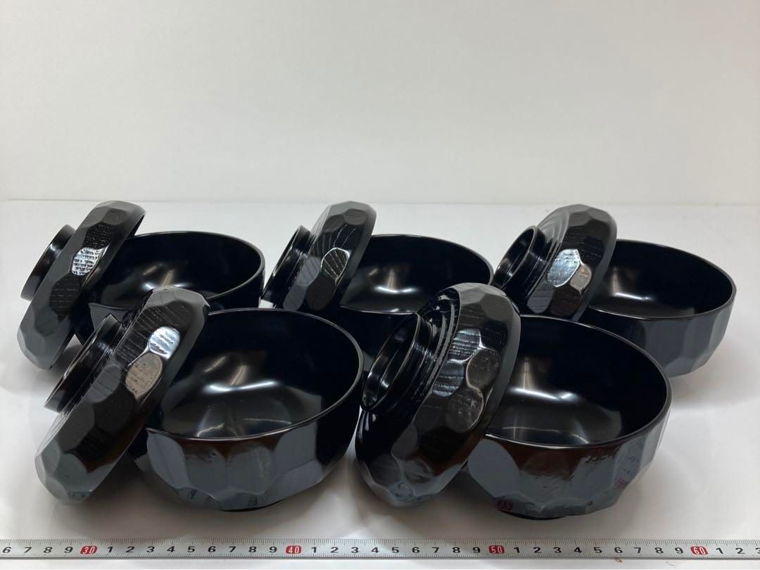 輪島塗 亀甲絵変 煮物椀 5客 トヒカサ 共箱 東山6-0114④