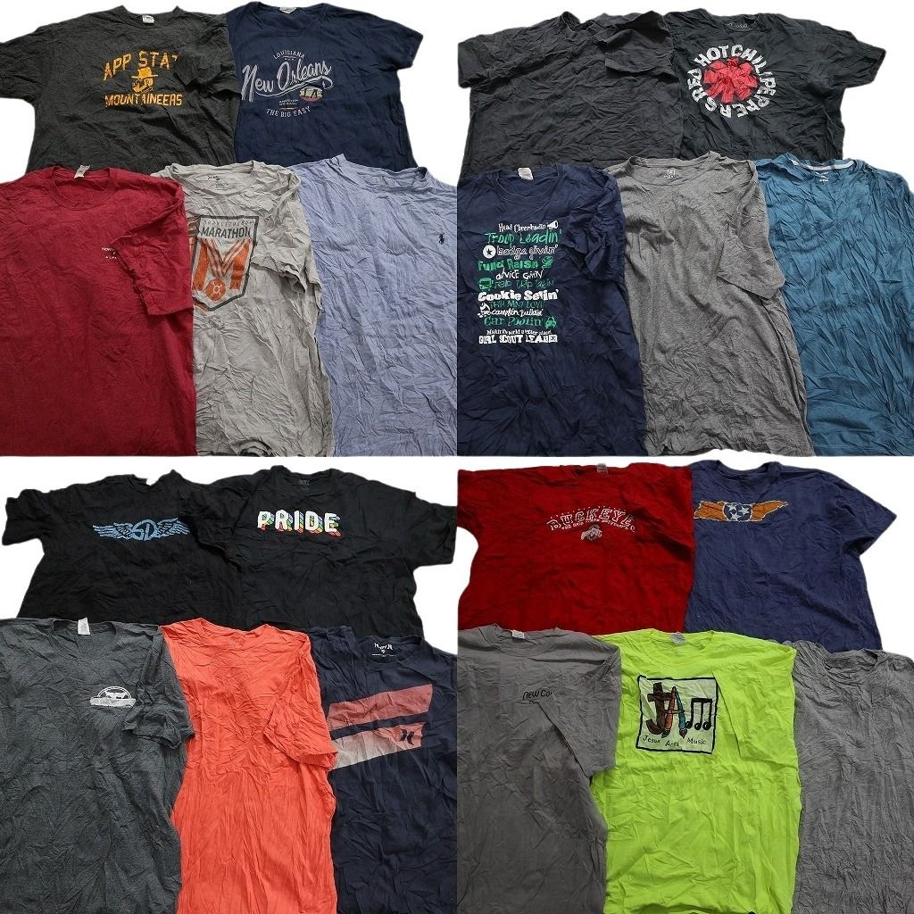 古着卸 まとめ売り カラーmix プリント 半袖Tシャツ 20枚セット (メンズ 2XL ) レッチリ ハーレー 無地系 ラルフローレン 中古 古着 MY4747