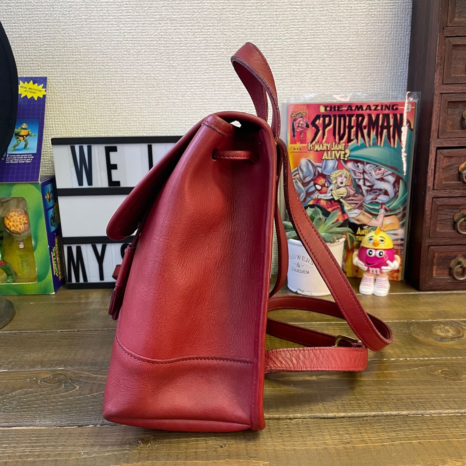 良品 OLD COACH オールドコーチ リュック レッド オールレザー