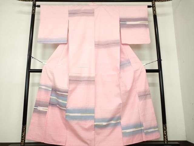 平和屋着物●紅花紬　米沢　訪問着　横段文　正絹　逸品　DAAY1441ps 平和屋着物○紅花紬 米沢 訪問着 横段文 正絹 逸品 DAAY1441ps 紅花