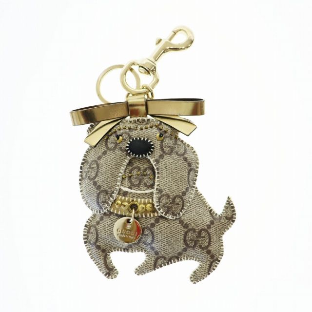 グッチ GUCCI GGプラス グッチョリ ブルドック チャーム キーホルダー ブラウン ブランド古着ベクトル 中古 AA 250309