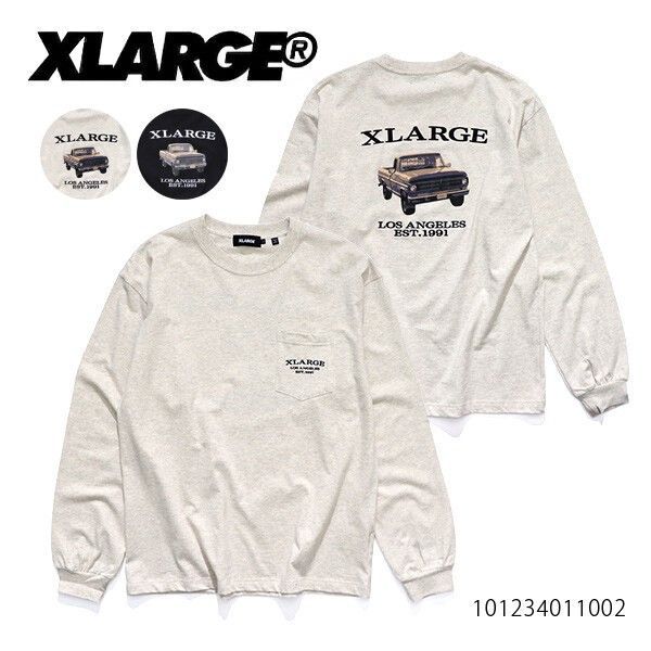 X-LARGE　101234011002 OLD PICK UP TRUCK L/S POCKET TEE ロンT 長袖 メンズ クルーネック ロゴ