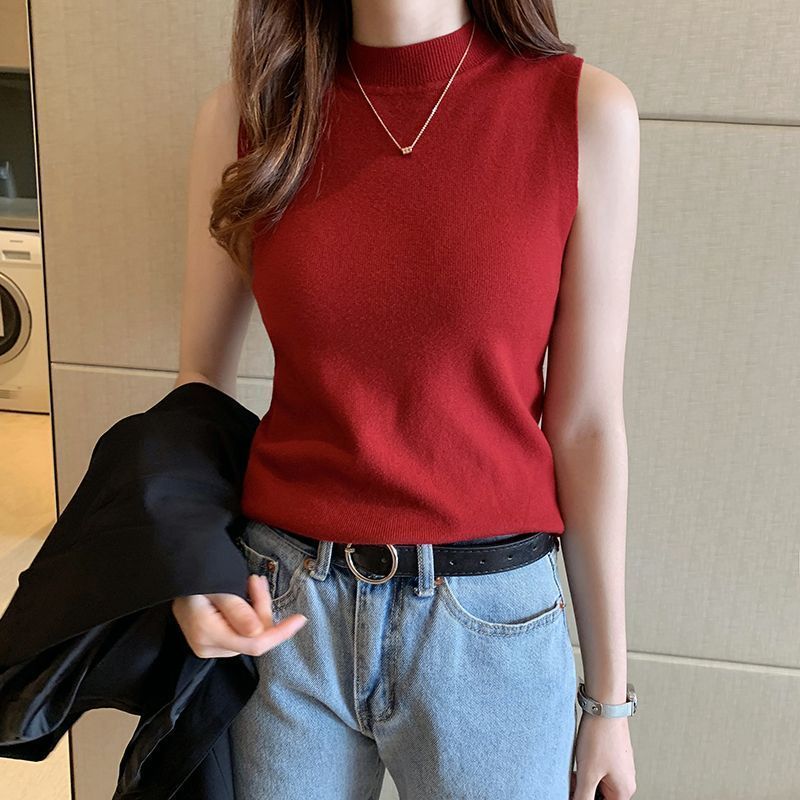 早い者勝ち (๑>◡<๑) カットソー トップス レディース ノースリーブ タンクトップ レディース ハイネック ニット カットソー
