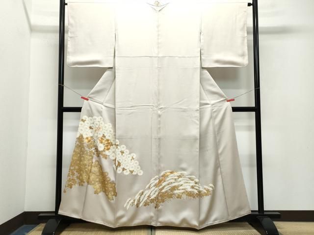 平和屋着物●豪華色留袖 駒刺繍 菊 金彩 正絹 CAAZ1075vf