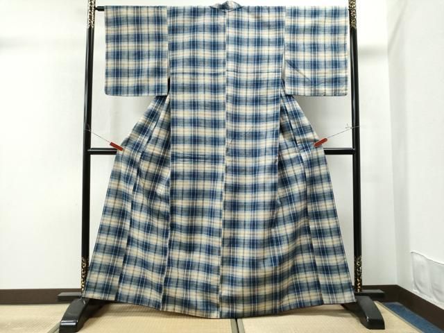 平和屋着物●上質な紬　格子柄　正絹　逸品　未使用　CAAU1781yc 平和屋着物○上質な紬 格子柄 正絹 逸品 未使用 CAAU1781yc