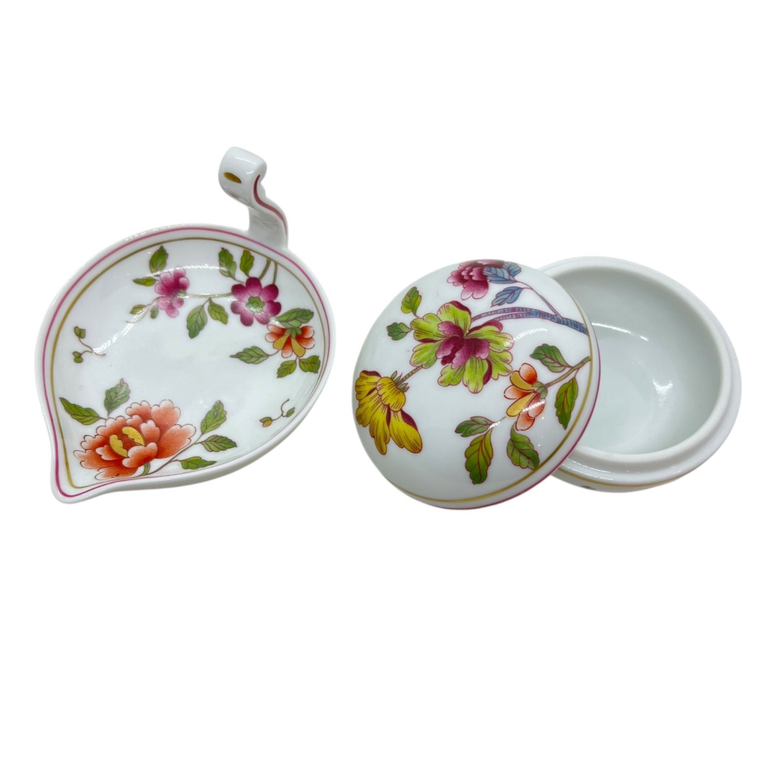 管34613 Richard Ginori リチャードジノリ グランデューカ ラウンドボックス 蓋付き小物入れ スワンディッシュ 2点