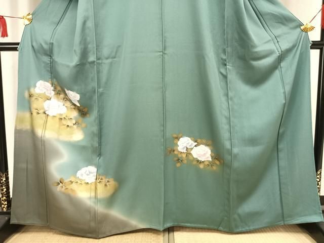 平和屋着物▽訪問着 単衣 草花文 暈し染め 金彩 正絹 逸品 AAAV2772fy