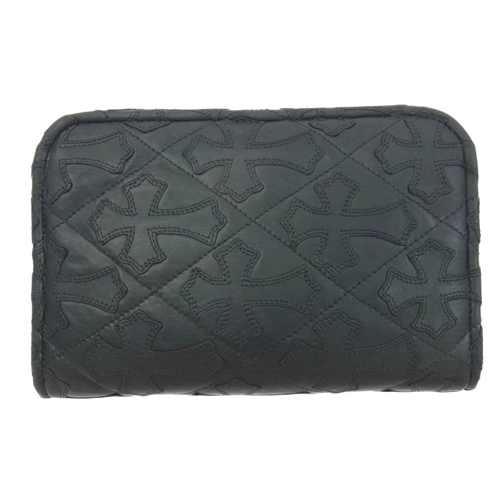 CHROME HEARTS クロムハーツ 原本無 ZIP ORGANIZER QUILTED オーガナイザー セメタリークロスパッチ キルティング レザーウォレット ブラック系