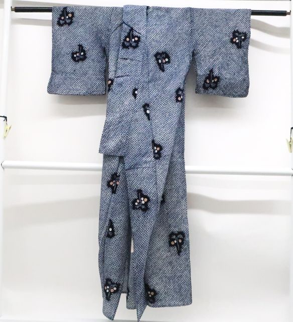 京松】リサイクル着物 有松鳴海絞り 浴衣 身丈148cm 裄丈60cm
