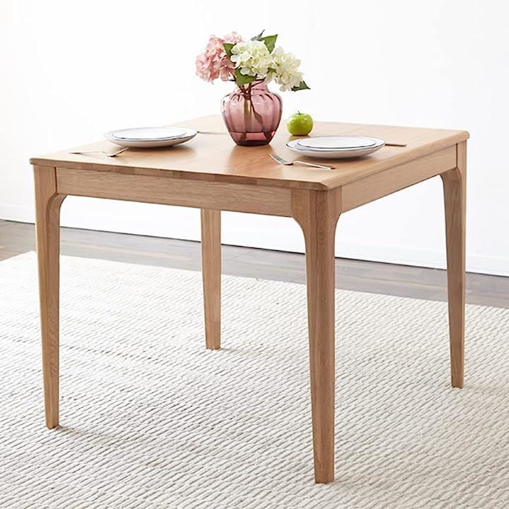 MU RONG ダイニングテーブル 食卓 正方形 オークウッド 木製 2人用 幅90x奥行90cmx高75cm( Natural，  幅90x奥行90x高75cm)