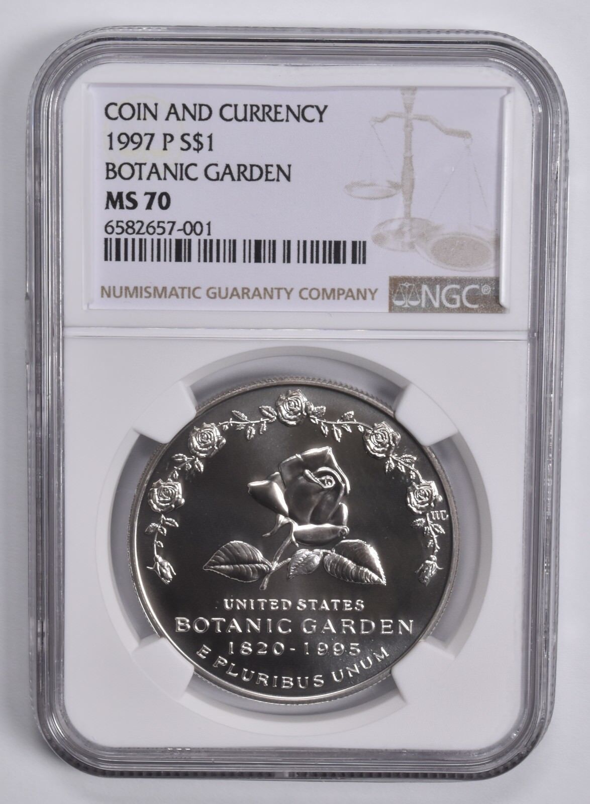 MS70 1997P ボタニックガーデンコイン 通貨記念 シルバーダラー NGC ブラウン