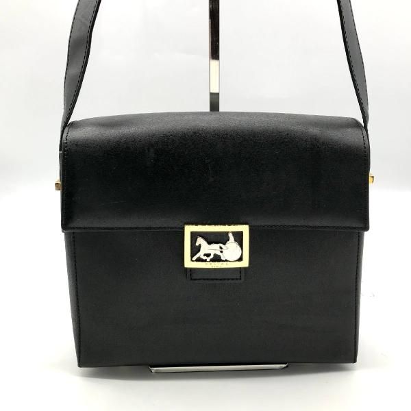 良品 CELINE セリーヌ ショルダー バッグ 馬車金具 ブラック レザー k1022 CELINE セリーヌ ショルダー バッグ 馬車金具 ブラック レザー 良品