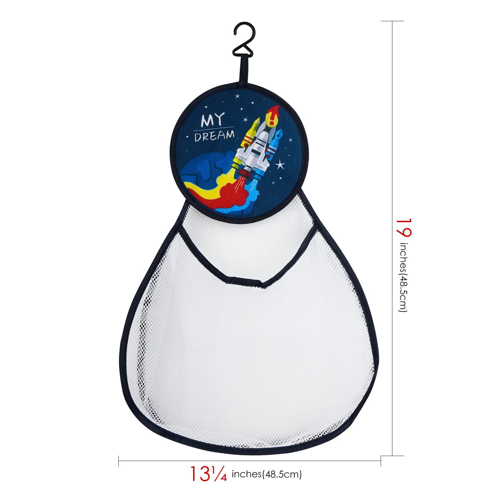  数量 Linkidea バスルームハンギングトイ収納バッグ キッズ幼児バスタブトイホルダーフック付き 大容量バストイメッシュバッグ ロケット ゼブラ お風呂のおもちゃ ベビー キッズおもちゃ