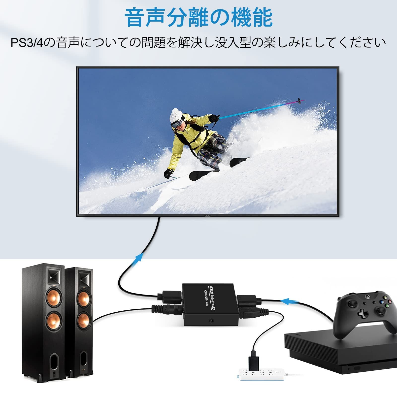 数量限定】音声分離器4K HDMI 抽出器 HDMIオーディオ分離器HDMIから