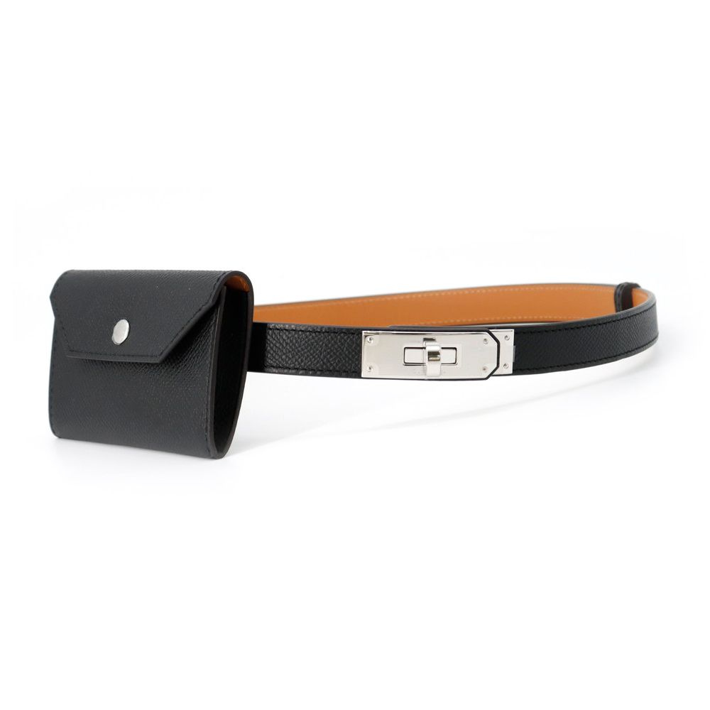 エルメス ベルト ケリー ポケット18 ブラック|シルバー金具 エプソン K刻印 HERMES 黒