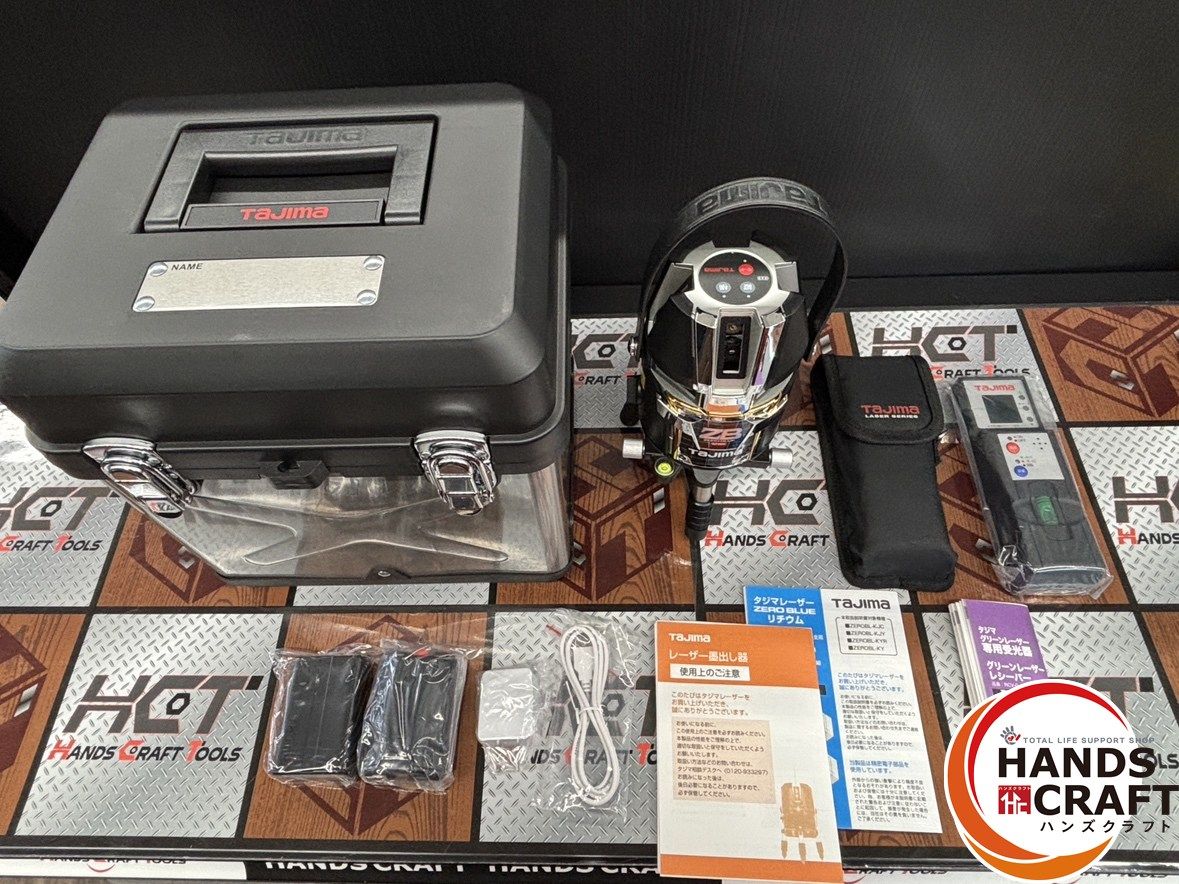 ♭ 未校正 タジマ ブルーグリーンレーザー墨出し器 ZEROBL-KJC 受光器 三脚 ケース 箱 説明書 付き ジャンク扱い