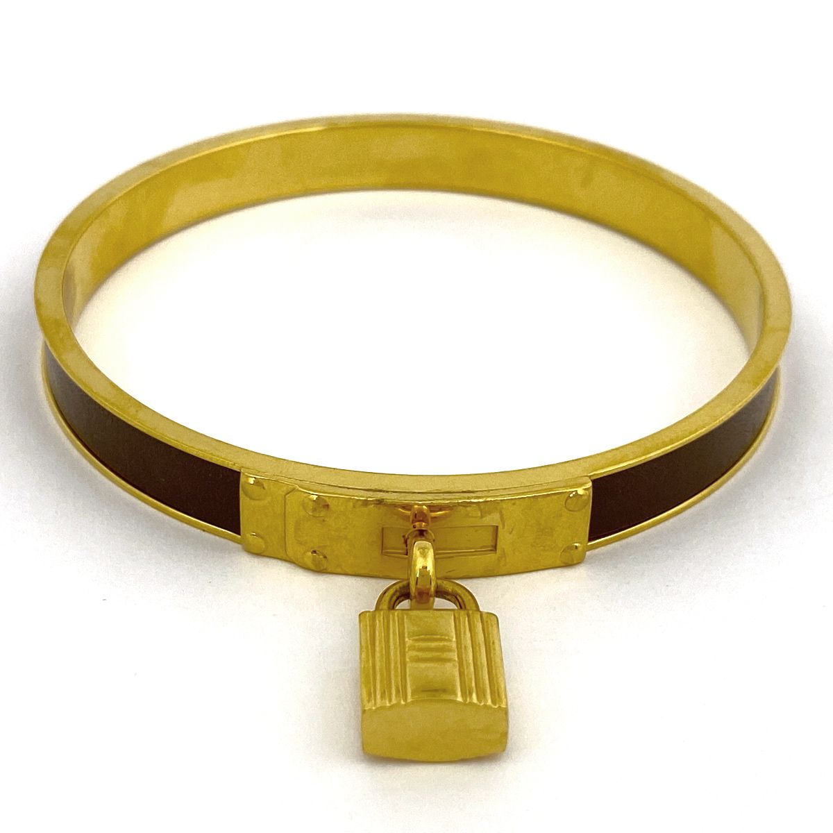 良品【HERMÈS／エルメス】 ケリー バングル カデナ ゴールド ブレスレット エルメス HERMES ケリー バングル 腕輪 カデナ ブレスレット GP レザー