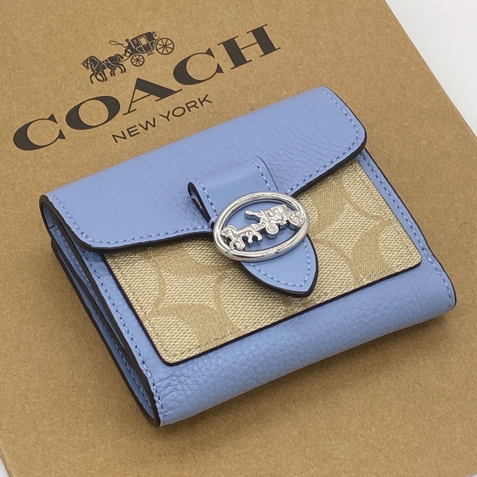 COACH コーチ 二つ折り財布ジョージー ウォレット ブルー シグネチャー