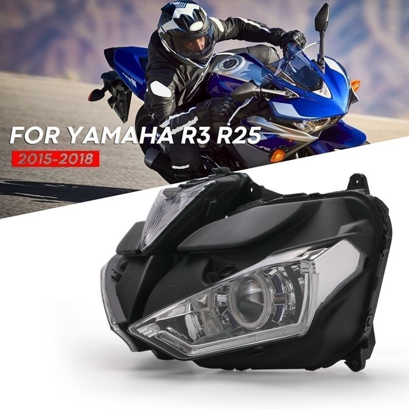 KEMiMOTOー ヤマハ YZF R25 R3 2013-2017 オートバイヘッドライト天使悪魔アイ HID プロジェクターヘッドライト R25 R3 天使の目 C868