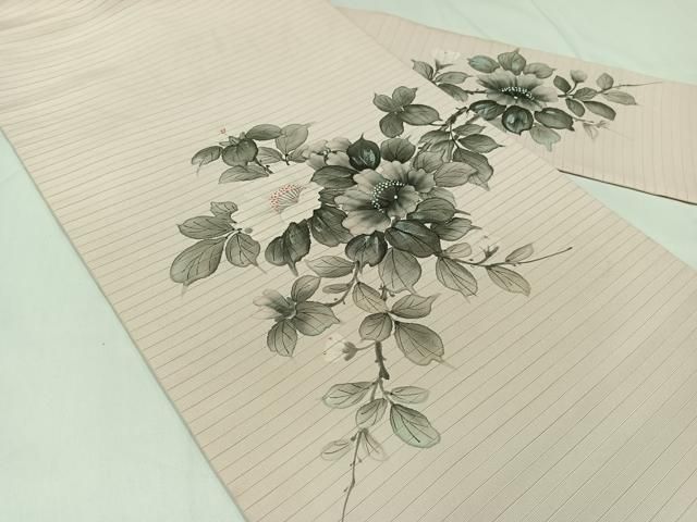 平和屋着物○九寸開き名古屋帯 作家物 枝椿 金彩 正絹 逸品