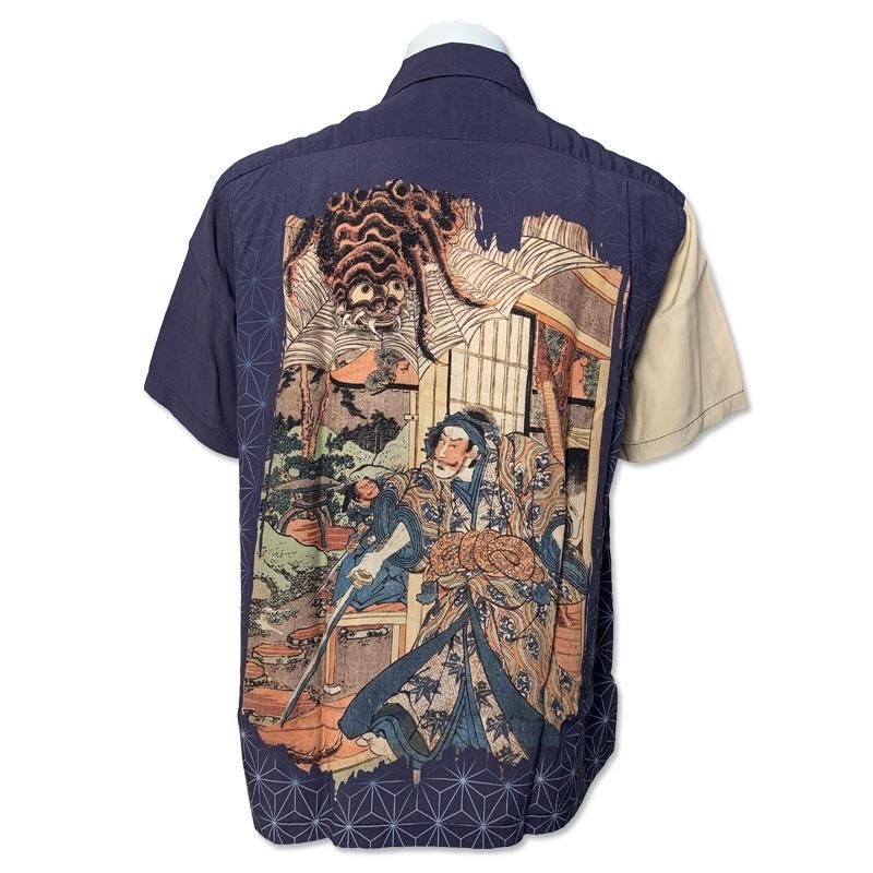 SUN SURF サンサーフ 歌川国長 源頼光 土蜘蛛退治 和柄 半袖 アロハシャツ ハワイアンシャツ SS38714 112NVY ネイビー ハワイ 東洋エンタープライズ aloha