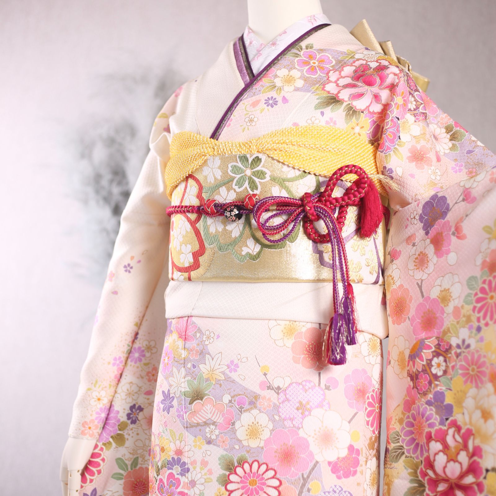 振袖フルセット 振袖セット 振袖 Lサイズ 白×新古典 美品 成人式