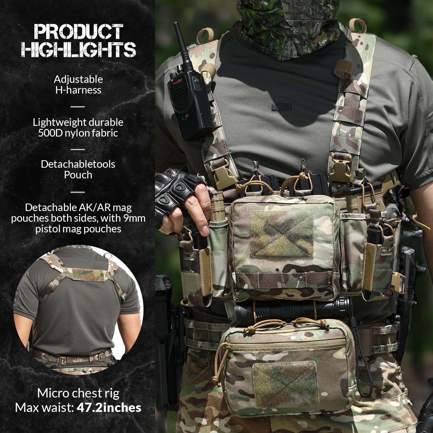 VOTAGOO GEAR] 戦闘チェストリグタクティカルチェストバッグ 9mm