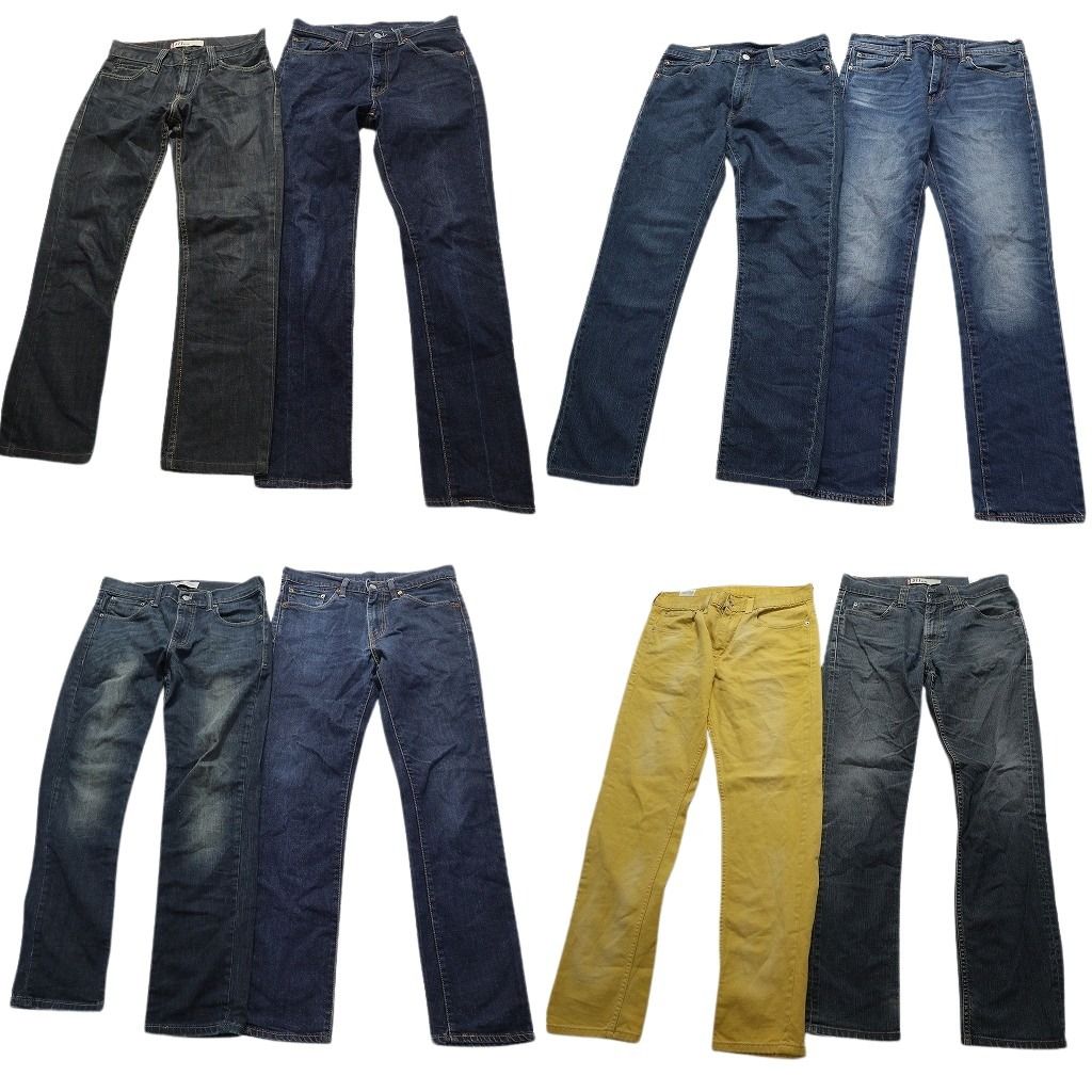 古着卸 リーバイス 511 デニム パンツ 8枚セット メンズ 32 |33 インディゴブルー 黄色 フェード アメカジ 古着 NA7082