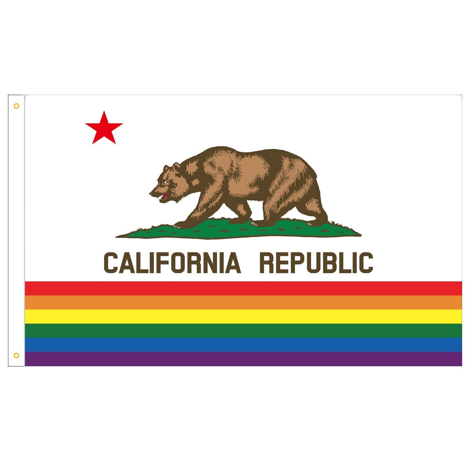 240cm×150cm LOVE MIYABI カリフォルニア州旗 レインボー 特大サイズ 