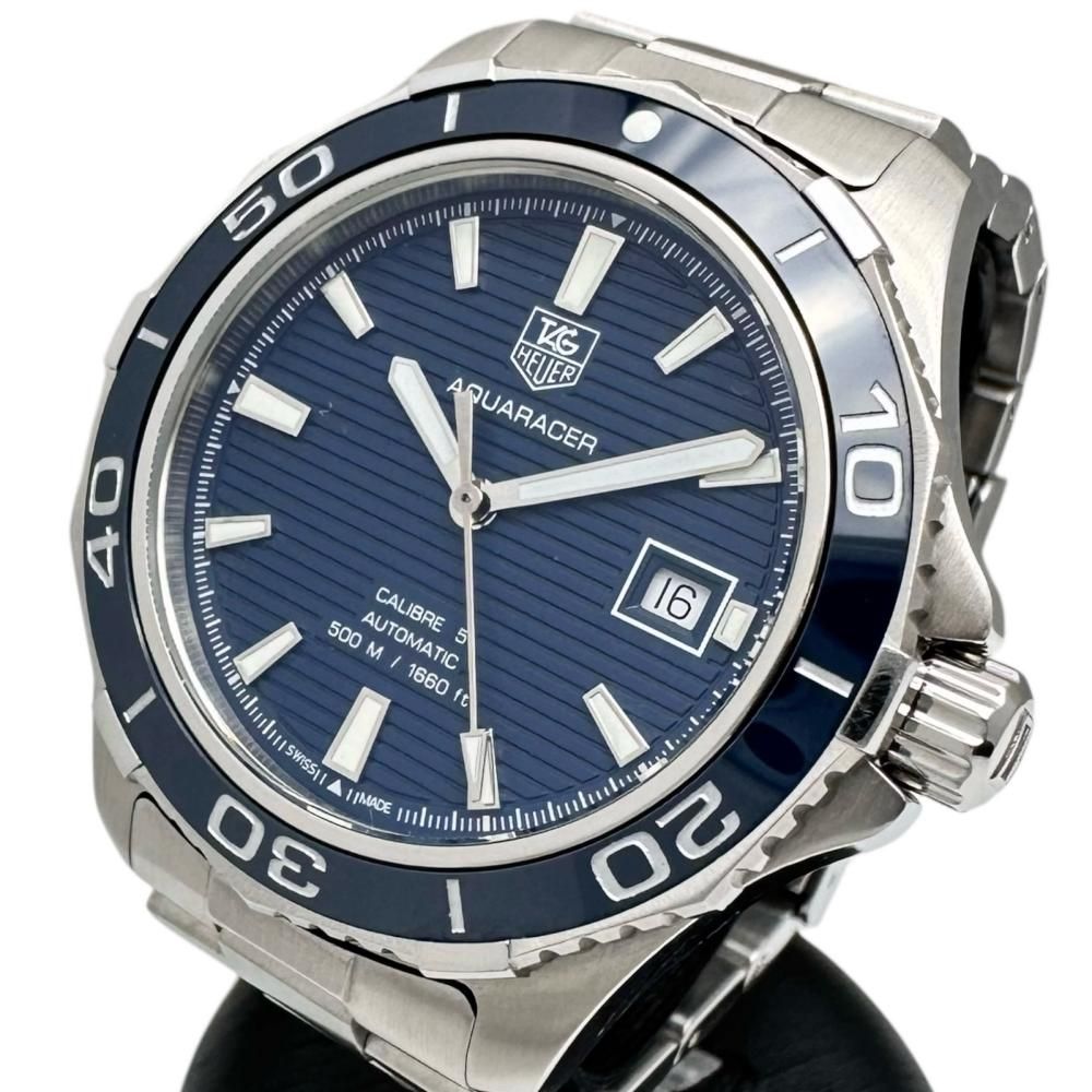 TAG HEUER|タグホイヤー アクアレーサー キャリバー5 WAK2111 紺|ブルー 腕時計 ステンレススチール|セラミックベゼル 自動巻き|オートマ ネイビー文字盤 メンズ 真子質店 GD