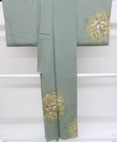 【着物】 付下げ 花文 金彩 作家物 落款入り 身丈約147.5cm 裄丈約66.5cm 25z05-2640 一輝堂】【着物】 付下げ 花文 金彩 作家物 落款入り 身丈約147.5cm 裄