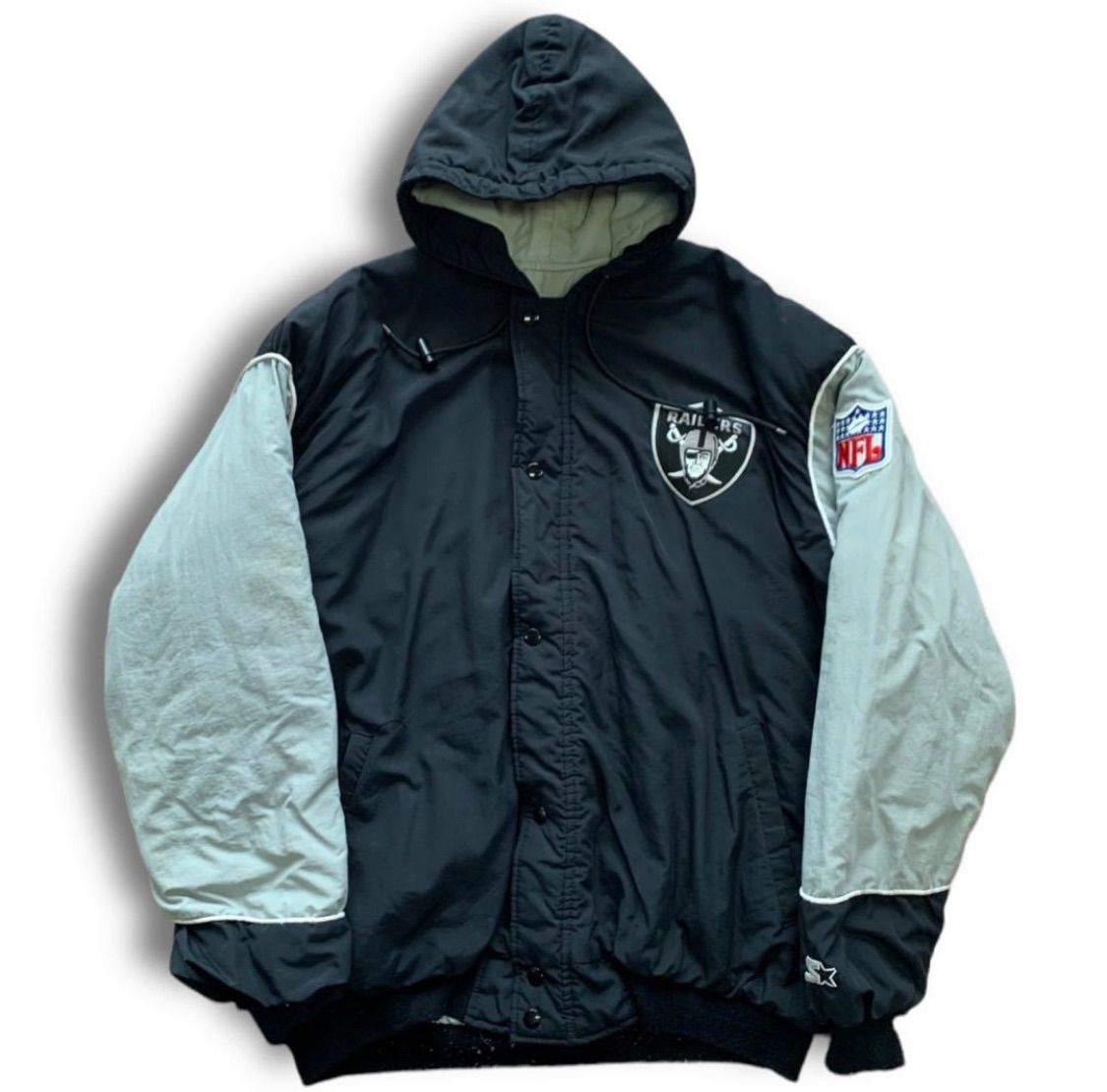 220323BRB142● 90S STARTER RAIDERS USA製 90'S スターター レイダース アメリカ製 ナイロンジャケット  ジャケット フード付き JACKET