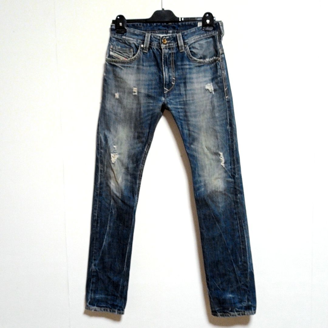 古着 DIESEL ディーゼル THAVAR SLIM SKINNY ヴィンテージダメージデニム ジーンズ 牛革パッチ メンズ W28L30  ダメージジーンズ・ジップフライ・ロゴボタン・ロゴ牛革パッチ・ヒゲ・ハチノス・オールシーズン - メルカリ