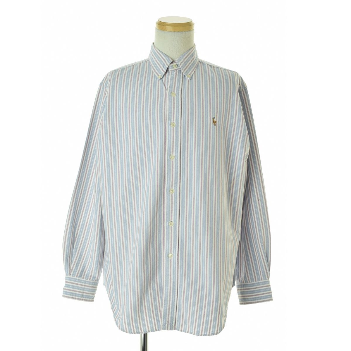 【RALPHLAUREN】CLASSIC FIT ストライプ柄オックスフォード ワンポイントボタンダウン長袖シャツ