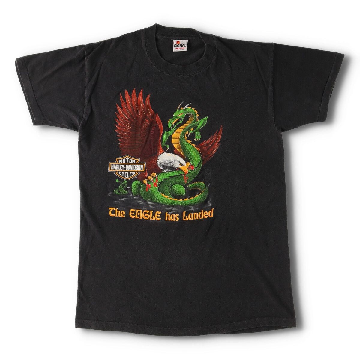 古着 90年代 ハーレーダビッドソン Harley-Davidson SIGNAL 龍柄 ドラゴン柄 鷲柄 イーグル柄 モーターサイクル バイクTシャツ/evb005242