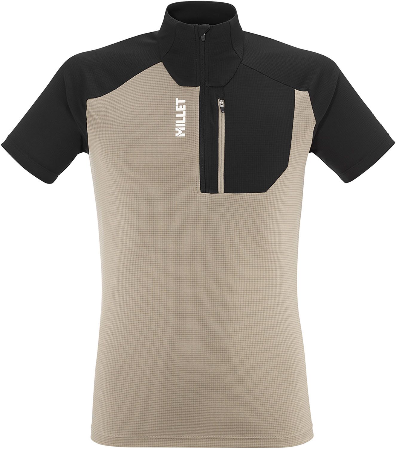 ミレー MILLET アウトドア KAMET TS ZIP SS M Tシャツ 軽量 吸汗速乾 耐久性 ポリエステル 運動性 換気しやすいハーフジップ 夏山登山 アクティビティ ラグランスリーブ MIV10455 N9934 DORITE|BLACK