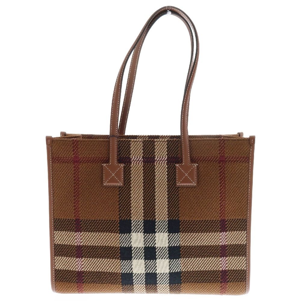 BURBERRY (バーバリー) Small Knitted Check Freya Tote