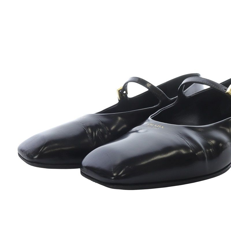 ◆PRADA◆ スクエアトゥ スリングバック バレリーナシューズ プラダ PRADA ブラッシュドレザー メリージェーン バレリーナ