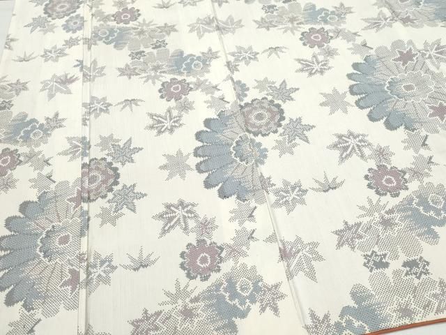 平和屋着物○本場大島紬 白大島 7マルキ 草花文 正絹 逸品 CAAR8266vf