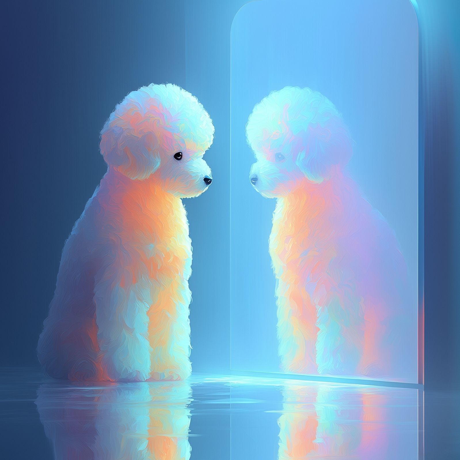 名入れOK リフレクション - トイプードル犬 No.1 アートポスター ペットロス うちの子記念日 北欧 ナチュラル モダンインテリア