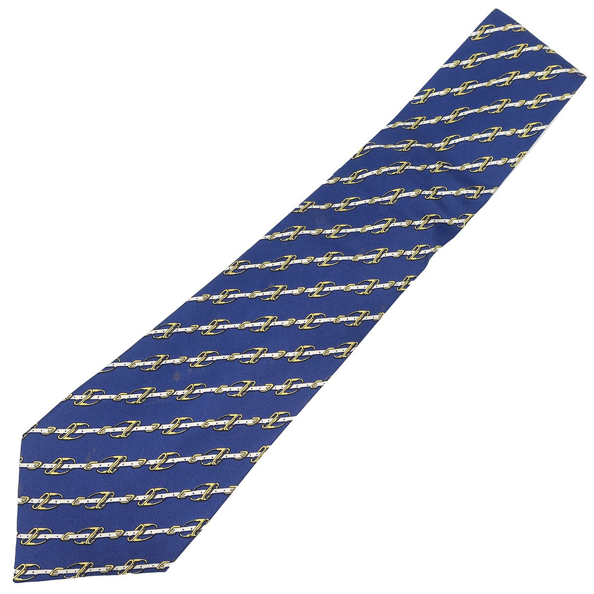 HERMES ネイビー プレーン ネクタイ エルメス HERMES ネクタイ 馬具 9cm シルク ネイビー×マルチ
