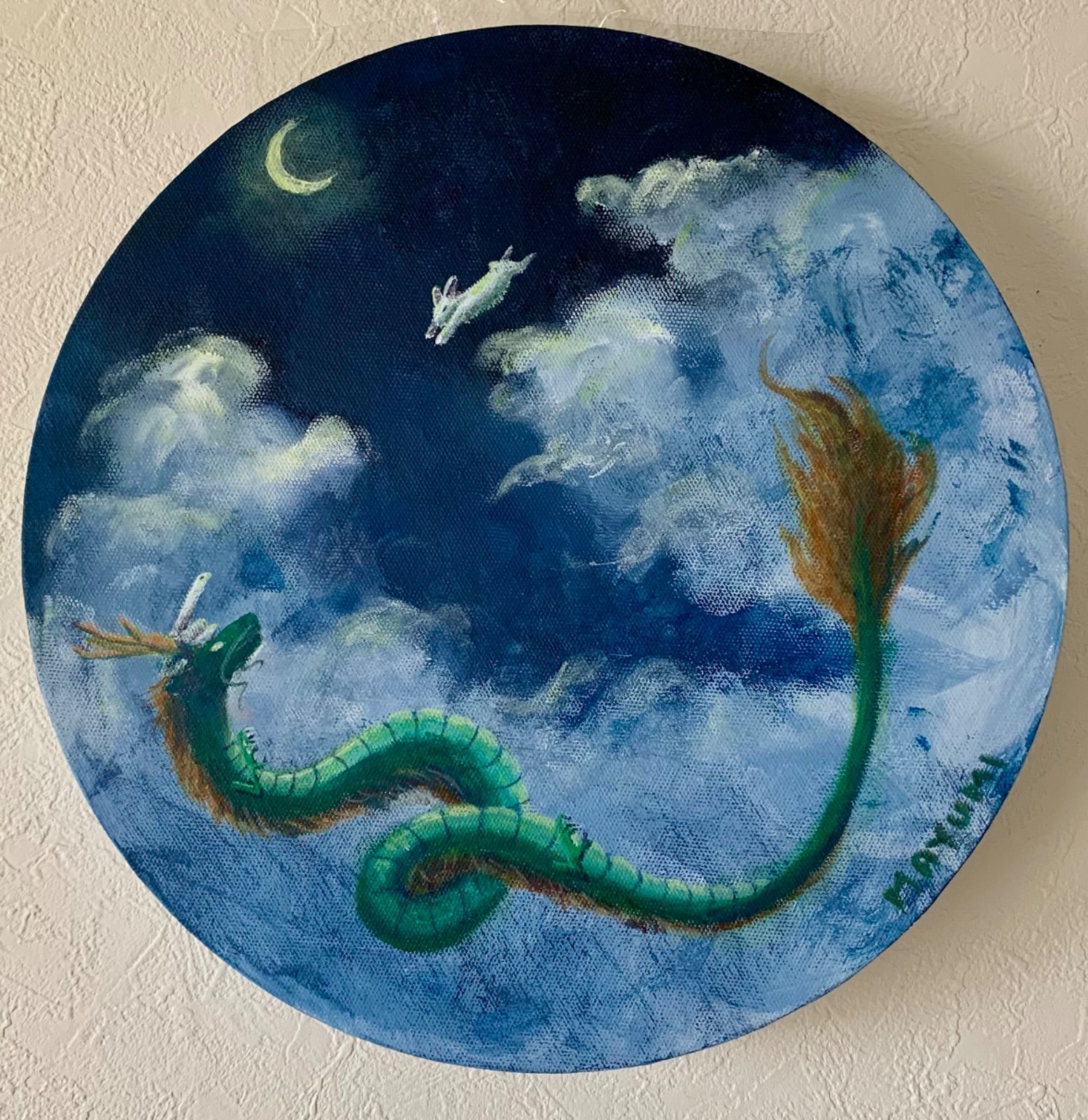 キャンバス絵画「三干支の戯れ・月夜I」