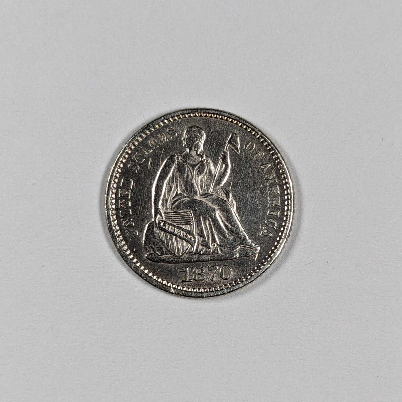 1870 Seated Liberty Silver Half Dime Choice AU