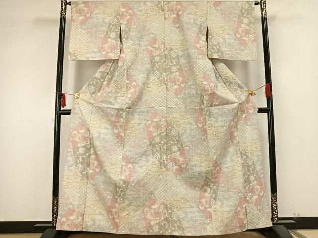 平和屋着物○本場小千谷紬 吉祥文 麻の葉 正絹 逸品 AAAT9511np