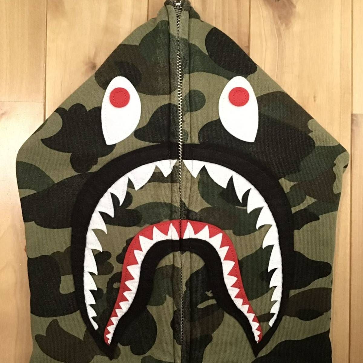 1st camo green シャーク パーカー Mサイズ shark full zip hoodie a bathing ape BAPE エイプ  ベイプ アベイシングエイプ 迷彩