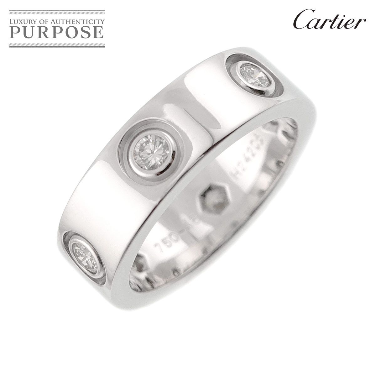 カルティエ Cartier ラブ #48 リング フル ダイヤ K18 WG ホワイト