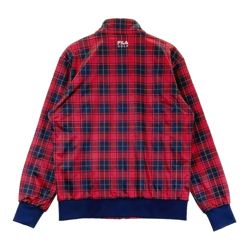 サイズ：LL FILA GOLF フィラゴルフ  ジップジャケット チェック レッド系 [240101438199] ゴルフウェア メンズ ストスト サイズ：LL FILA GOLF フィラゴルフ ジップジャケット チェック